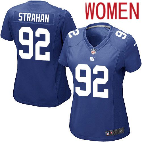 Women New York Giants #92 Michael Strahan Nike Royal Game NFL Jersey->women nfl jersey->Women Jersey